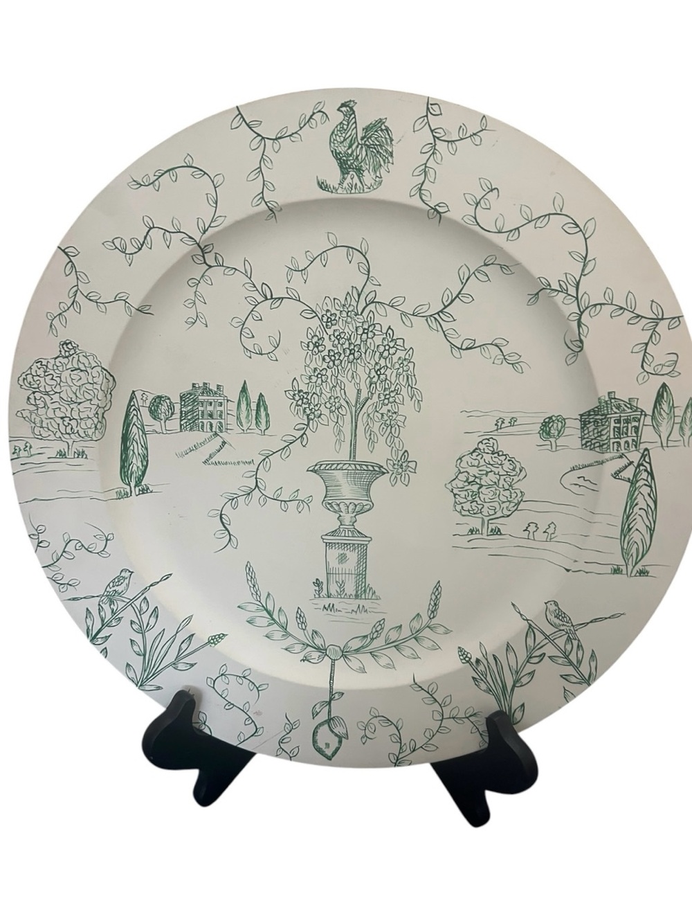 Vintage Wedgwood Joie De Vivre green Toile Plate charger 13” Diameter